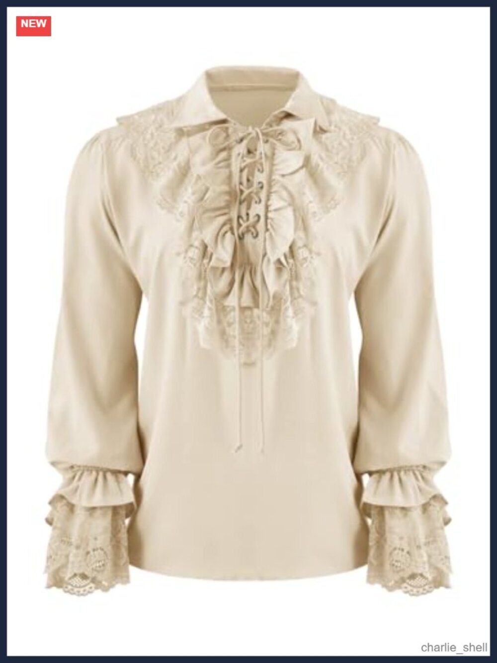 Men's Pirate Costume Shirt Ruffle Renaissance Steampunk Medieval Top Long